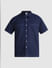 Blue Contrast Stitch Oversized Shirt_415580+7