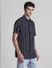 Black Striped Cotton Short Sleeves Shirt_415587+3