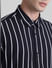 Black Striped Cotton Short Sleeves Shirt_415587+5
