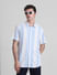 Blue Striped Short Sleeves Shirt_415588+1