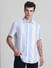 Blue Striped Short Sleeves Shirt_415588+2