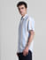 Blue Striped Short Sleeves Shirt_415588+3