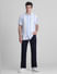 Blue Striped Short Sleeves Shirt_415588+6