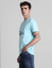 Blue Embroidered Crew Neck T-shirt_415594+3