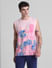 Pink Tropical Print Sleeveless T-shirt_415595+2