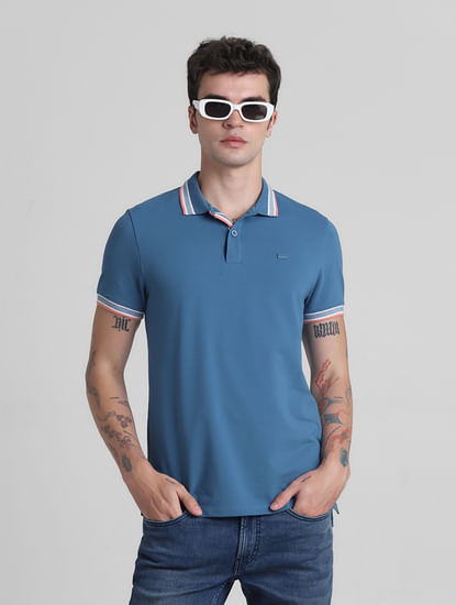 Blue Contrast Tipping Polo T-Shirt