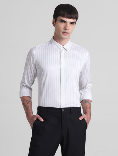 White Striped Full Sleeves Shirt