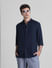 Dark Blue Linen Full Sleeves Shirt_415619+1