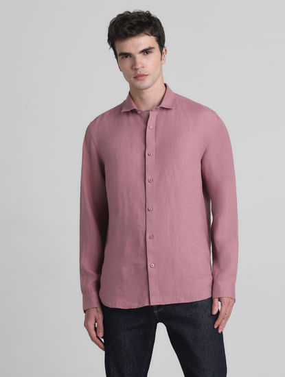 Pink Linen Full Sleeves Shirt
