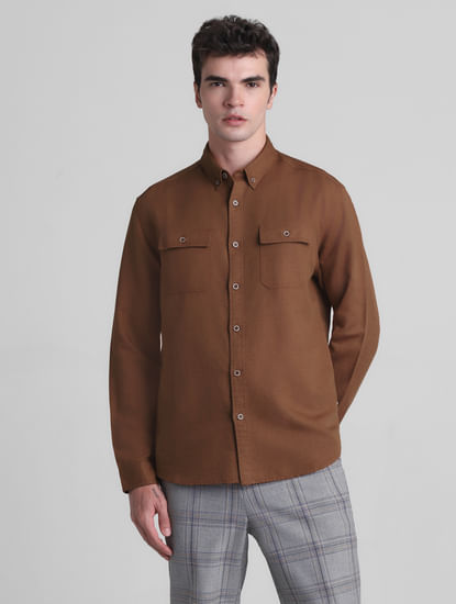 Brown Slim Fit Full Sleeves Shirt