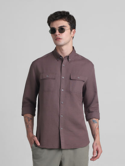 Light Brown Slim Fit Full Sleeves Shirt