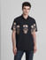 Black Embellished Print Short Sleeves Shirt_415627+2