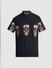 Black Embellished Print Short Sleeves Shirt_415627+7