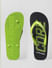 Green Logo Print Flip Flops