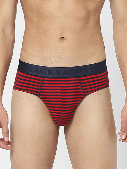 Blue & Red Striped Briefs - Pack of 2 