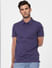Blue Printed Polo Neck T-shirt