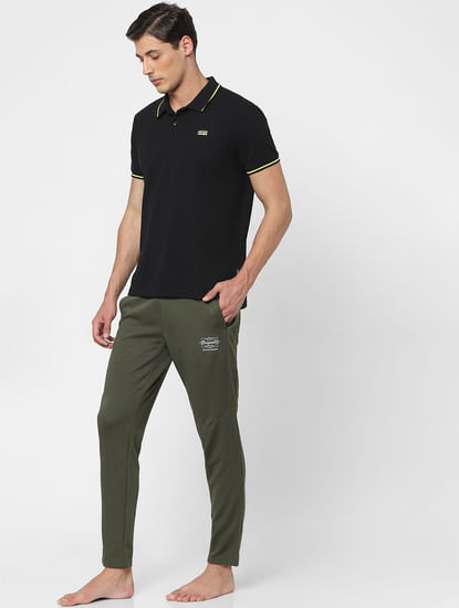Green Mid Rise Textured Trackpants