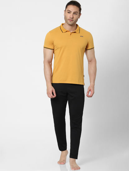 Orange Contrast Tipping Polo Neck T-shirt