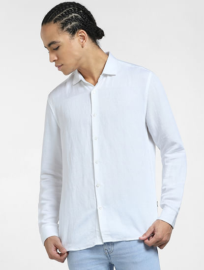 White Cotton Full Sleeves Shirt
