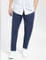 Navy Blue Mid Rise Striped Pants_404887+2