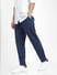Navy Blue Mid Rise Striped Pants_404887+3