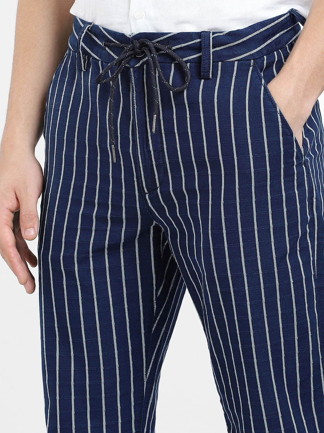 Alvaro Dark Gray Striped Slim Fit Pants – Men's Priorities