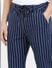 Navy Blue Mid Rise Striped Pants_404887+5
