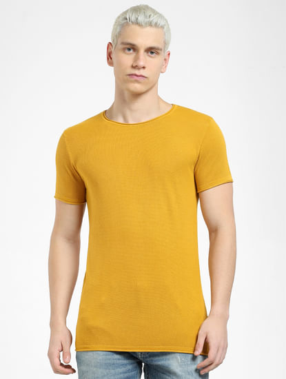 Mustard Knit Crew Neck T-shirt