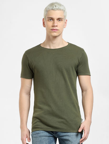 Green Knit Crew Neck T-shirt