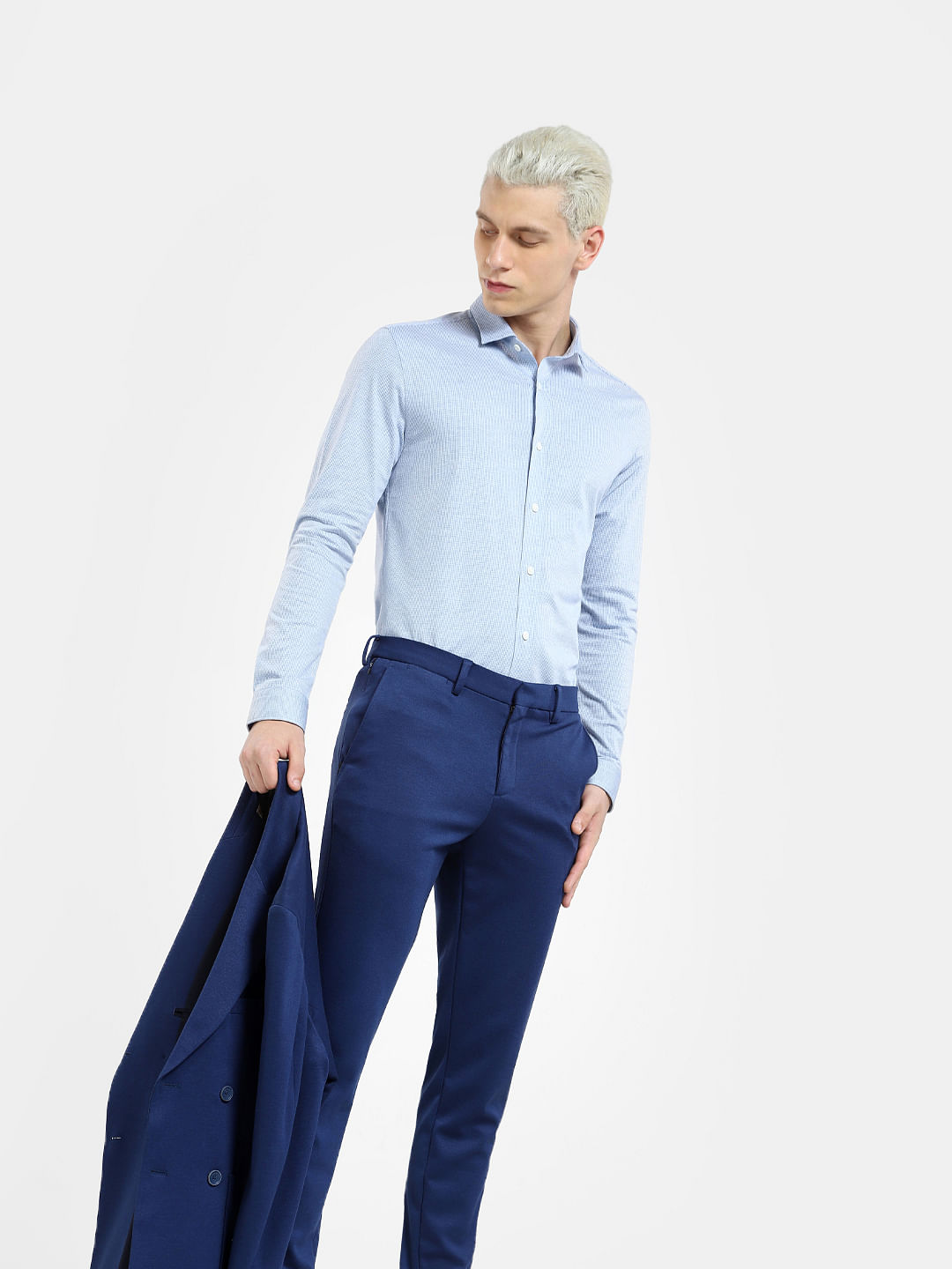 Man Blue Pants White Shirt Tie Stock Photo 765367042  Shutterstock