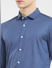 Dark Blue Printed Knit Full Sleeves Shirt_404894+5