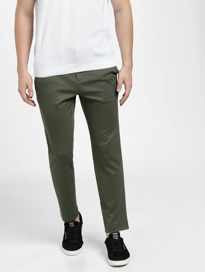Green Mid Rise Slim Fit Trousers