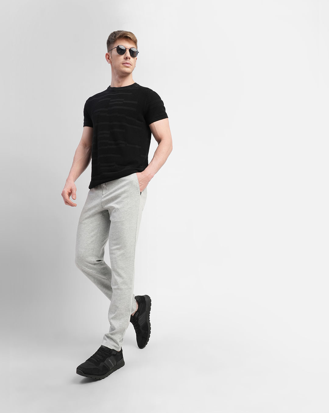 Buy Grey Mid Rise Trousers for Men