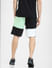 Black Mid Rise Colourblocked Shorts_404909+4
