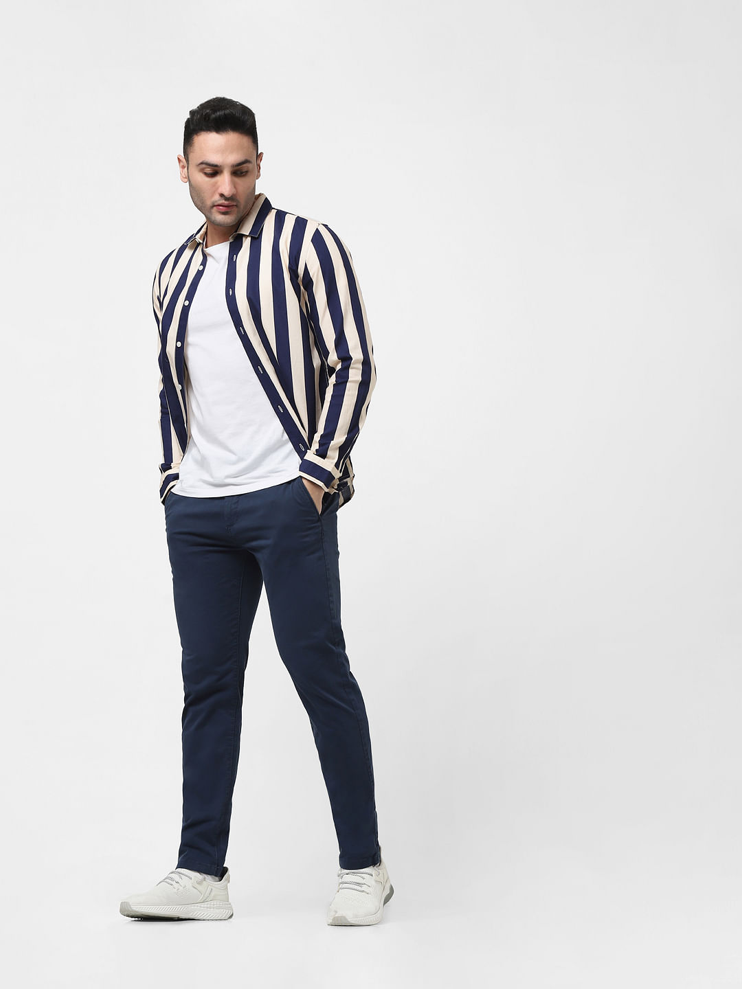 Blue chinos 2025 white shirt