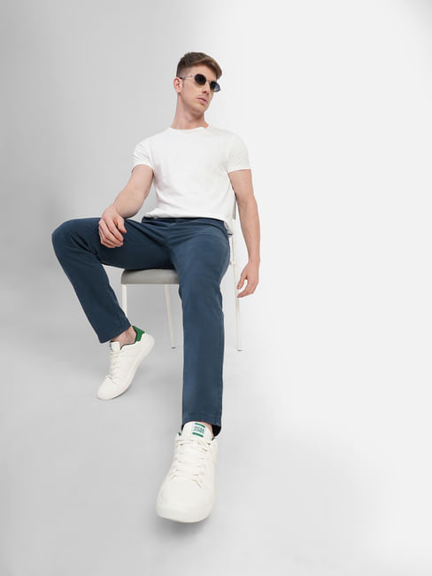 Blue Mid Rise Chinos
