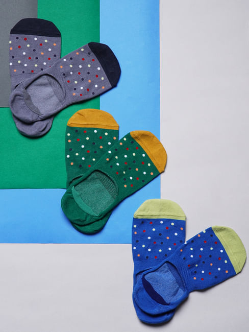 Pack of 3 Polka Dot No-Show Socks