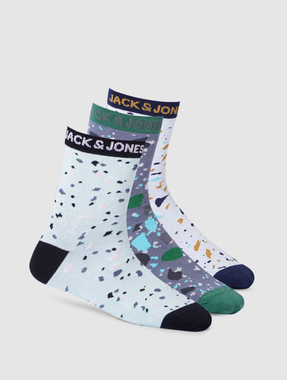 Pack Of 3 Printed Mid Length Socks