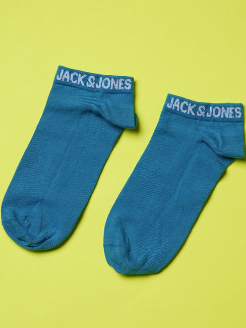 Blue Logo Print Ankle Length Socks