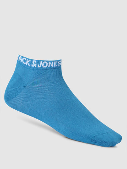 Blue Logo Print Ankle Length Socks