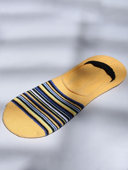 Yellow Striped No-Show Socks