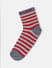 Red Striped Mid-Length Socks_404858+2