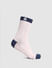 Pink Logo Print Mid Length Socks_404859+2