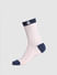 Pink Logo Print Mid Length Socks_404859+4