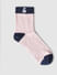 Pink Logo Print Mid Length Socks_404859+5