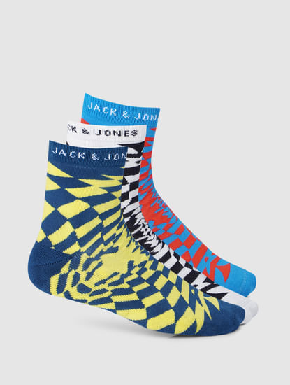 Pack Of 3 Printed Terry Mid Length Socks
