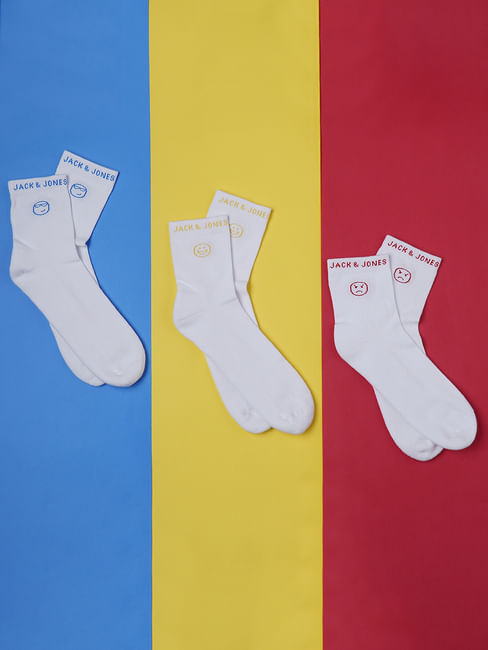 Pack Of 3 White Terry Mid Length Socks