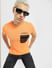 Orange Zip Pocket Crew Neck T-shirt_404910+1