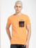 Orange Zip Pocket Crew Neck T-shirt_404910+2