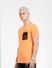 Orange Zip Pocket Crew Neck T-shirt_404910+3